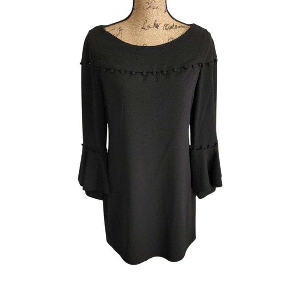 LAundry Little Black Dress Bell Sleeve Button Detail Cocktail Party Dress Size 2